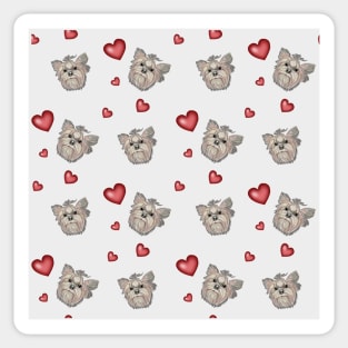 Dogs and hearts Yorkshire terrier Seamless pattern Sticker